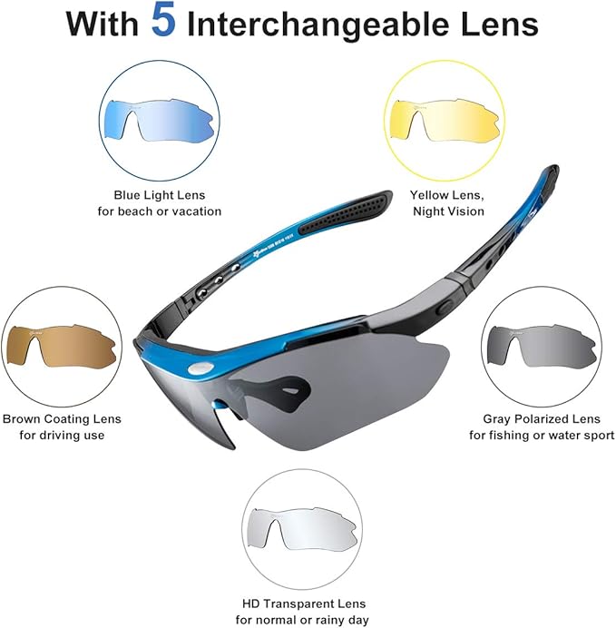 ROCKBROS Polarized Sunglasses Men Women Cycling/Pickleball/MTB Glasses UV Protection, Suitable for Myopia Glasses