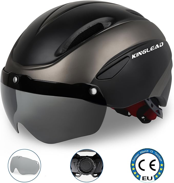 Bike Helmet for Adults Bicycle Helmet with Detachable Magnetic Googles & Adjustable Dial for Mountain Bikes, Road Bikes, Electric Bikes, Scooter