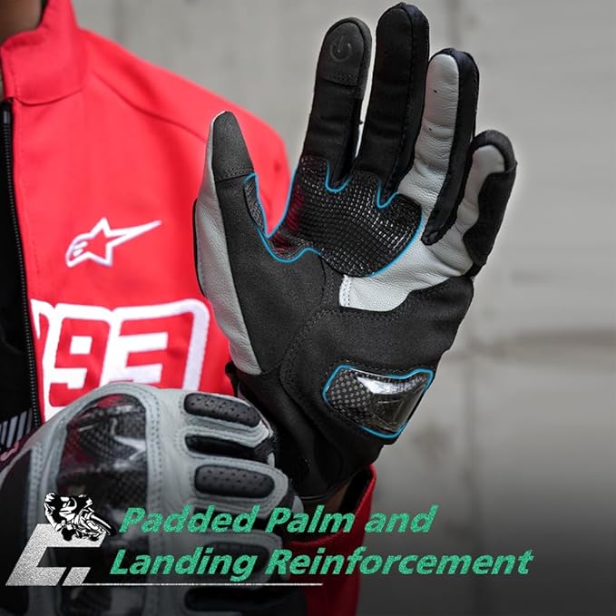 WTACTFUL Goatskin Leather Carbon Knuckle Motorcycle Gloves for Ultimate Protection and Comfort