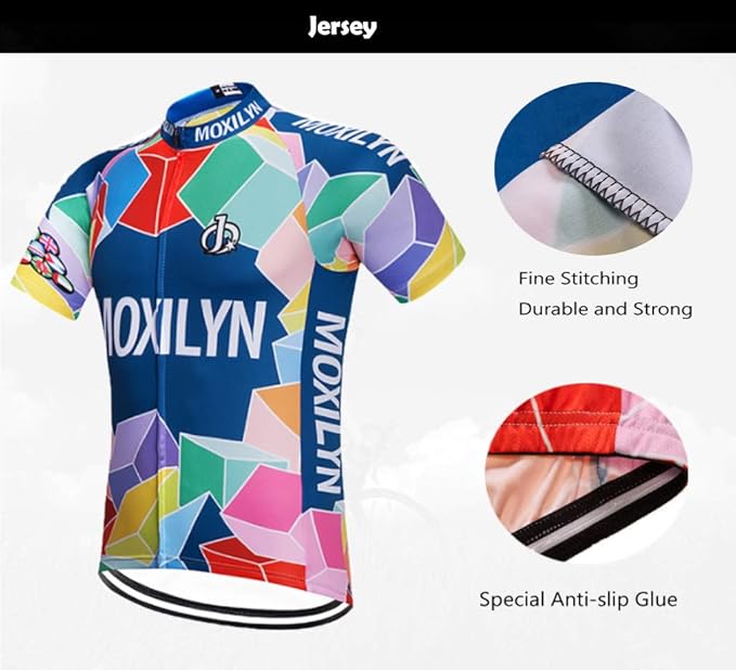 MOXILYN Men's Cycling Jersey Full Zip Riding Clothing Mountain Bike Tops Quick Dry - Bike Shirts