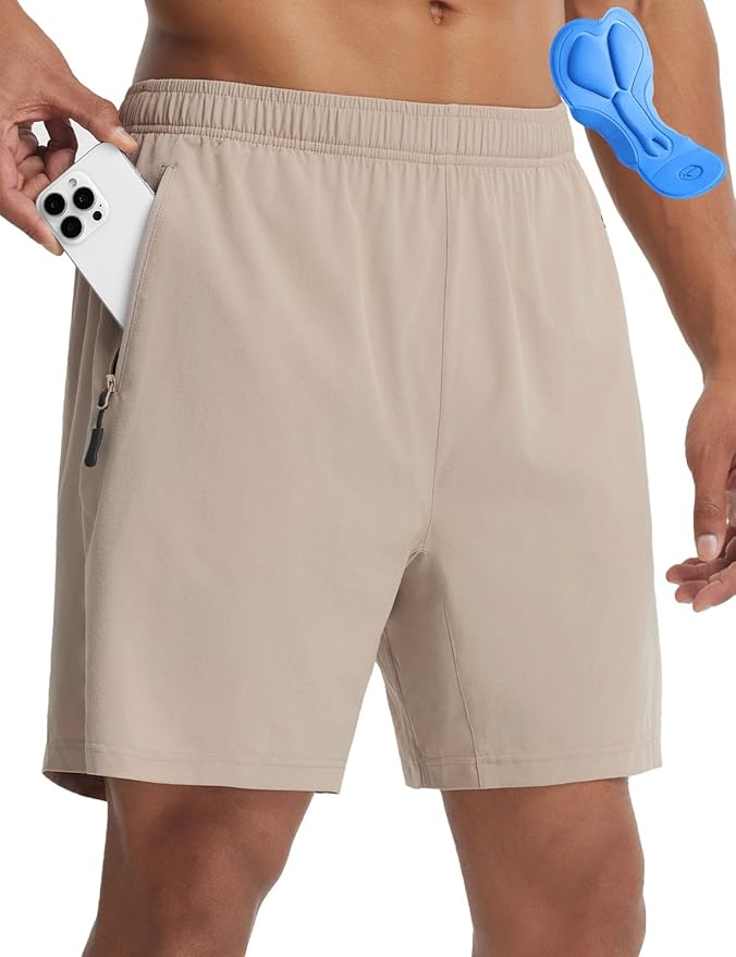 baleaf Men's 7" Mountain Bike Shorts 4D Padded Loose-fit MTB Cycling Riding Bicycle Biker Short Zipper Pockets
