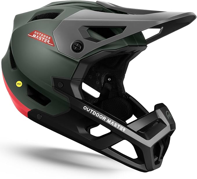 OutdoorMaster MIPS Full Face Mountain Bike Helmet for Men & Women - Two Removable Chin Pad, Ventilation Lightweight - Racing Downhill DH BMX MTB Helmet