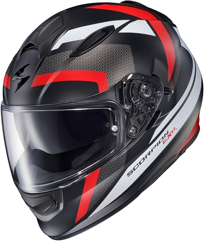 ScorpionEXO Ryzer Full Face Motorcycle Helmet with Pinlock Ready Shield with Integrated Speaker Pockets DOT ECE Approved Evolution (Red - Small)