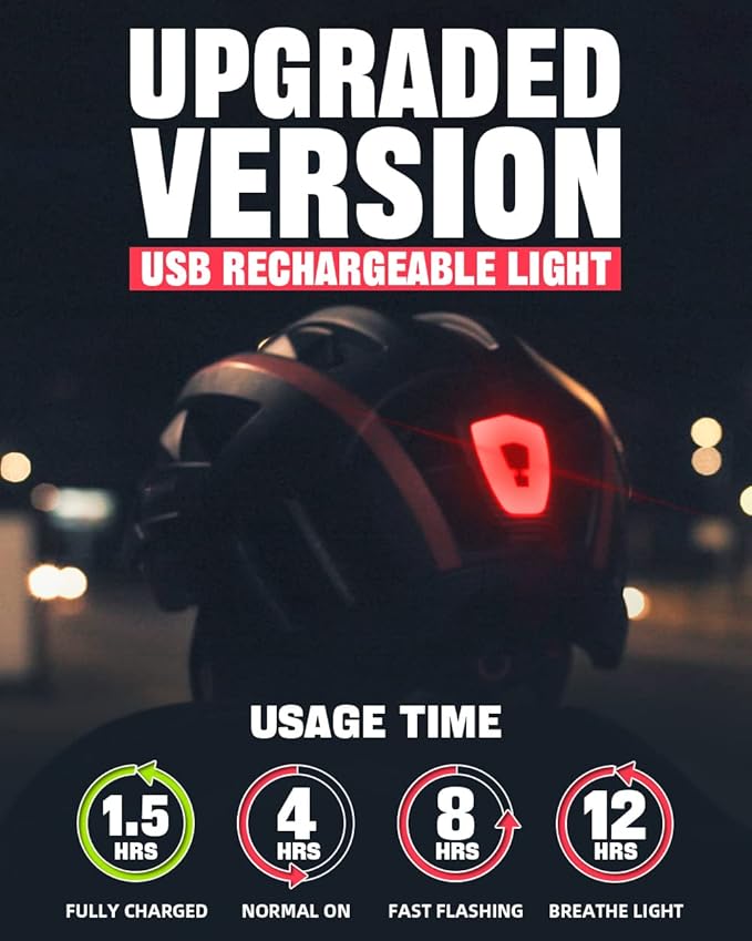 VICTGOAL Bike Helmet with USB Rechargeable Rear Light Detachable Magnetic Goggles Removable Sun Visor Mountain & Road Bicycle Helmets for Men Women Adult Cycling Helmets