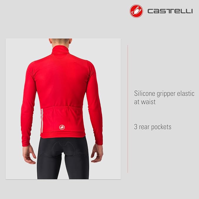 CASTELLI Men's Entrata Thermal Jersey, Long Sleeve Zip Up Fleece Insulated Base Layer for Winter Road Cycling I Gravel Biking