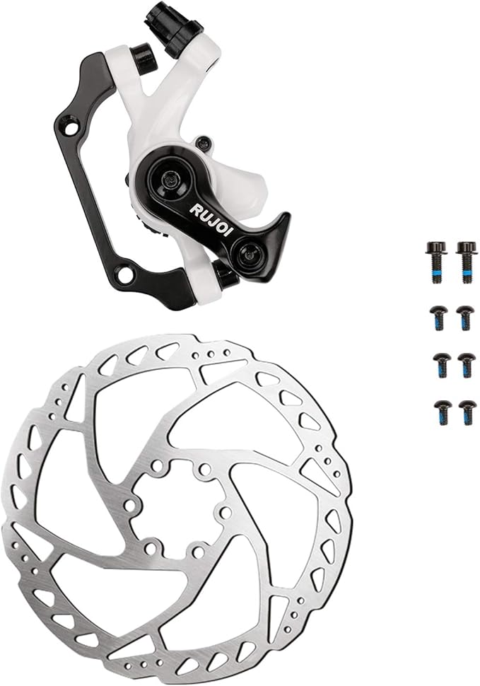 RUJOI Bike Disc Brake Kit, Aluminum Front and Rear Caliper, 160mm Rotor, Mechanic Tool-Free Pad Adjuster for Road Bike, Mountain Bike …