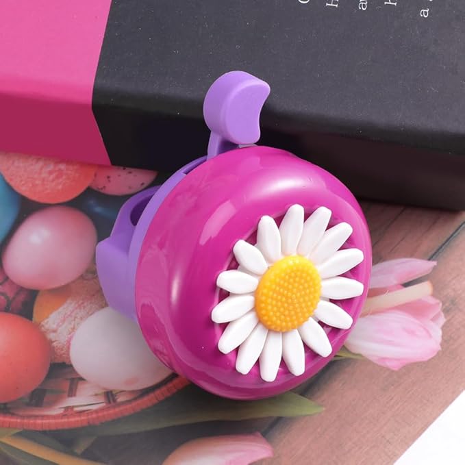 Rosy Chrysanthemum Flower Bike Bell for Girls - Crisp Clear Sound Bike Horn, Cute Toddler Bicycle Bell Attachment for Kids Tricycle Balance Bicycle