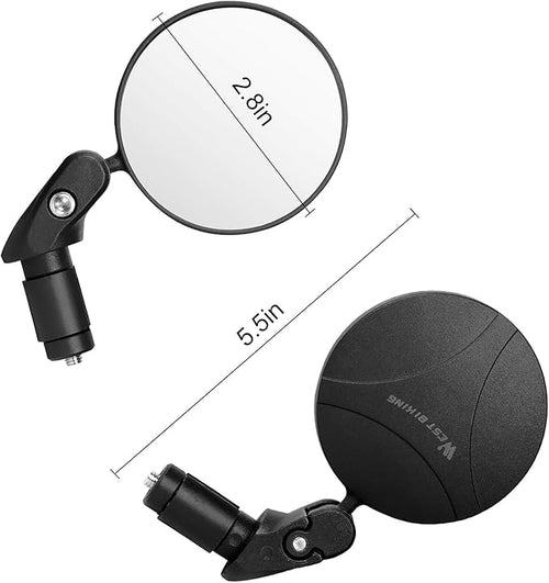 2 Pack Bicycle Rearview Mirror Bike Bar End Mirror Adjustable Bending Handlebar Bike Mirror Rotatable HD Bike Wide Angle Acrylic Convex Mirrors for Mountain Road Bicycle Moped Cycling