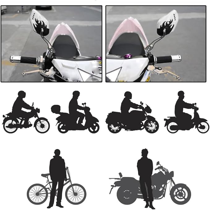 Bike Mirrors for Handlebars,2 Pack Bicycle Mirrors for Electric Bike, Mirrycle Bike Mirror, Handlebar Rearview Mirror, Easy Mount Bike Mirrors for Safety and Convenience(White)