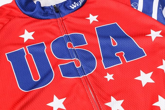 Weimostar Men's USA Cycling Jersey Short Sleeve Biking Shirts Breathable with Pockets