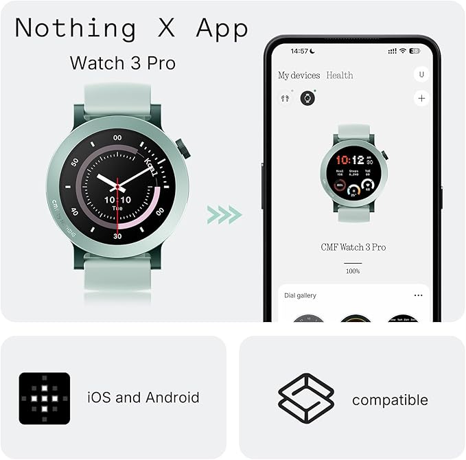 CMF by Nothing Watch 3 Pro Smart Watch for Men Women, Bluetooth Call AI Energy Score, 1.43” Heart Rate Tracking, Sleep Monitor, GPS & 130 Sport Modes, Fitness Tracker for Android iOS, IP68 Dark Grey