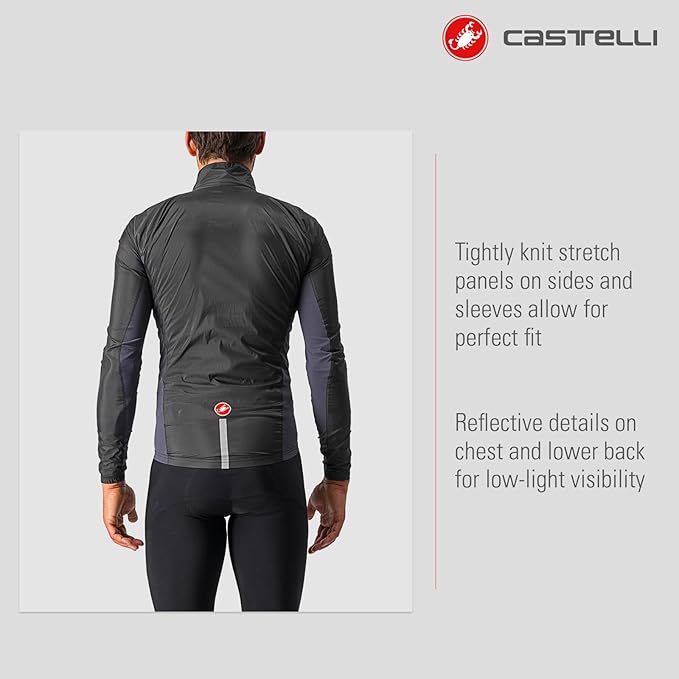 CASTELLI Men's Squadra Stretch Jacket, Windproof Zip Up Shell for Road Cycling