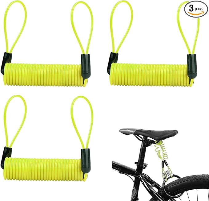 3 PCS Motorcycle Disc Brake Lock Reminder Cable Yellow Bike Helmet Lock Warning Alarm for Motorcycle Bicycle