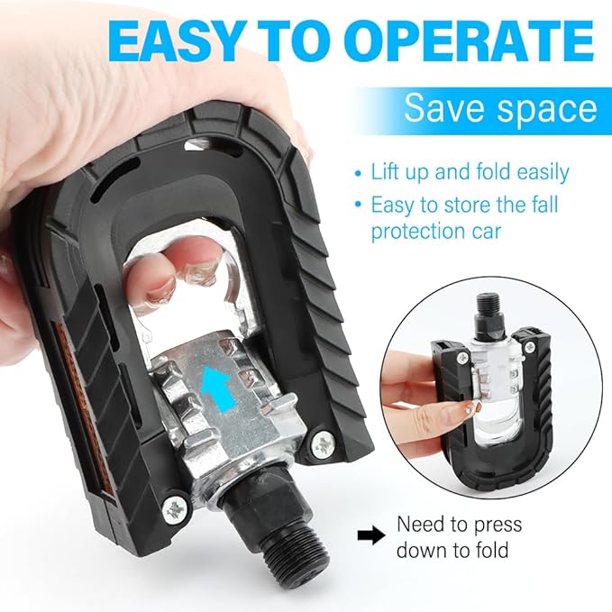 Folding Bike Pedals Mountain Bike Pedals Aluminum Alloy Bicycle Platfor-m Pedal with Reflective Strips,Non-Slip Wide Flat Cycling Pedal for E-Bike,Urban Commute,MTB Bikes
