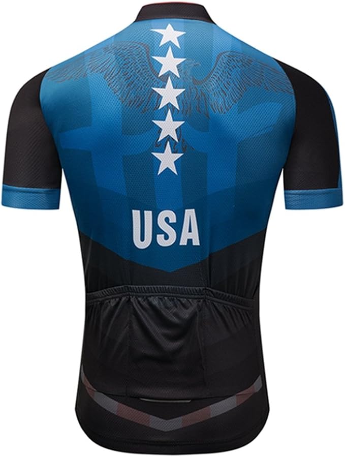 Weimostar Men's USA Cycling Jersey Short Sleeve Biking Shirts Breathable with Pockets