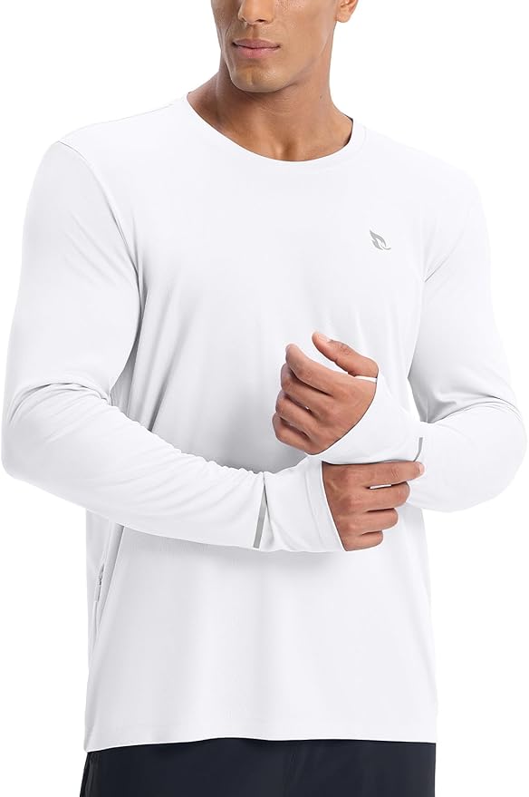 baleaf Men's Mountain Bike Shirts Long Sleeve Loose-fit Cycling Jersey Zipper Pocket UPF 50+ Workout Hiking Athletic Running