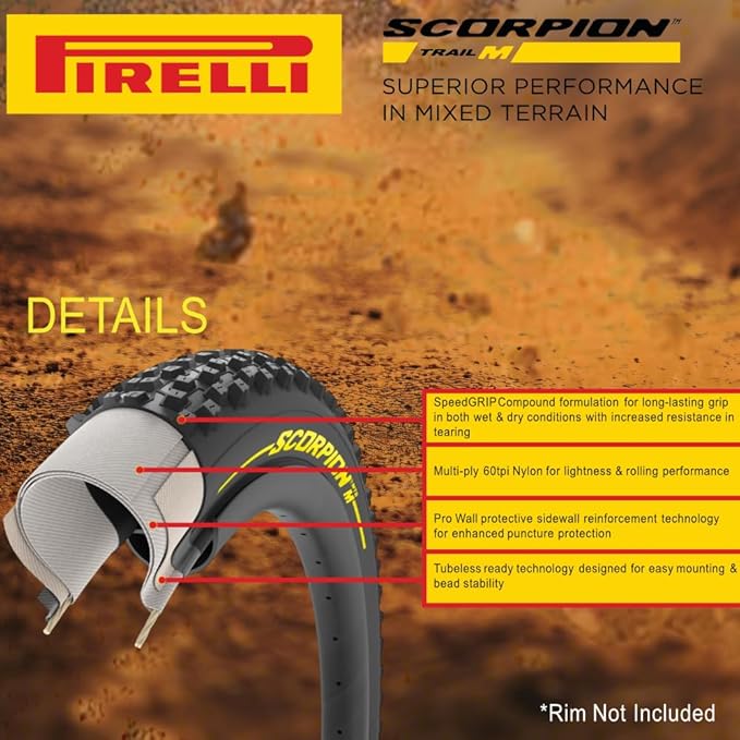 Pirelli Scorpion Sport XC M 29 x 2.2 Black Folding Tire for Mountain Bikes - Mixed Terrain Performance, Lightweight and Durable for Varied Terrain. Includes Pirelli Scorpion Keychain. (2 Pack)