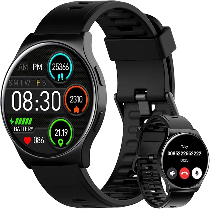 BENIO Smart Watch (Answer/Make Call), AI Watch Faces, 1.43" AMOLED with AOD, IP68 Waterproof Fitness Tracker, 24/7 Heart Rate/SpO2/Sleep Monitor/Stress, 110+ Sports Modes, Compatible Android & iOS