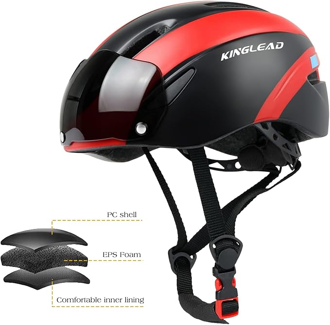 Bike Helmet for Adults Bicycle Helmet with Detachable Magnetic Googles & Adjustable Dial for Mountain Bikes, Road Bikes, Electric Bikes, Scooter
