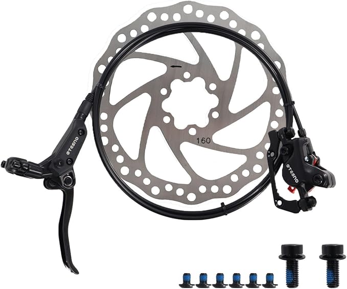 MTB Hydraulic Disc Brakes Set Left Front 800mm Right Rear 1400mm with 160mm Rotors,Aluminum Oil Pressure Calipers Levers for Mountain bike E-Bike Fat Bike Road Bike