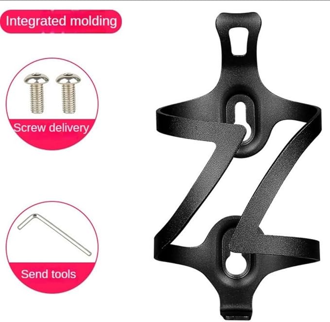 Alloy Aluminum Lightweight Bike Water Bottle Cage Water Bottle Holder for Road Bikes Easy to Install (Black)