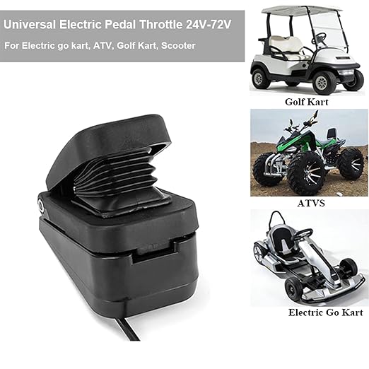 Electric Accelerator Pedal Electric Go Kart Pedal Throttle 3Pin Motor Speed Control for Golf Kart, Scooters, ATVS, MY1020 Motor (Pedal Short)