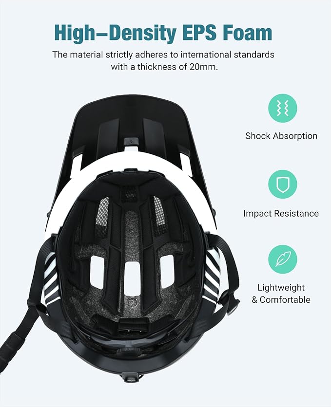 Favoto Adult Mountain Bike Helmet for Men & Women, Magnetic Buckle MTB Helmet with Removable Visor, Lightweight for Commuting & Off-Road Cycling