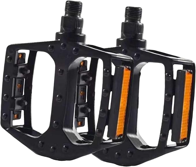 Lightweight Aluminum Mountain Bike Pedals for Adults – 9/16inch Adapters Included, Non-Slip Wide Platform with Reflective Strips, Compatible with MTB, BMX, Road & Hybrid Bikes