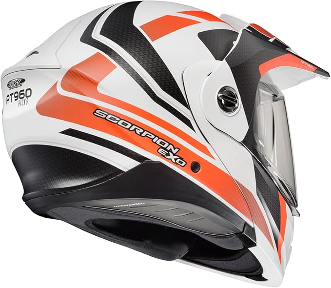ScorpionEXO AT960 Modular Adventure Street Motorcycle Helmet with Bluetooth Ready Speaker Pockets DOT ECE Approved Hicks (Orange - Medium)