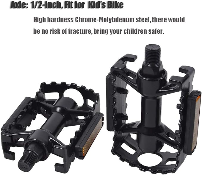ThinkTop Kid's Bike Pedal, Aluminium Alloy Ultra Strong 1/2-Inch Bike Pedals Platform Flat Fit for 12" 14" Boys Girls Bike