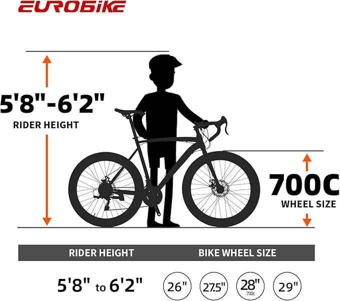 EUROBIKE Road Bike,21 Speed Bicycle with Disc Brake,700C Wheels Road Bikes for Men or Women,49cm/54cm Frame for Adult Cycling Bicycle