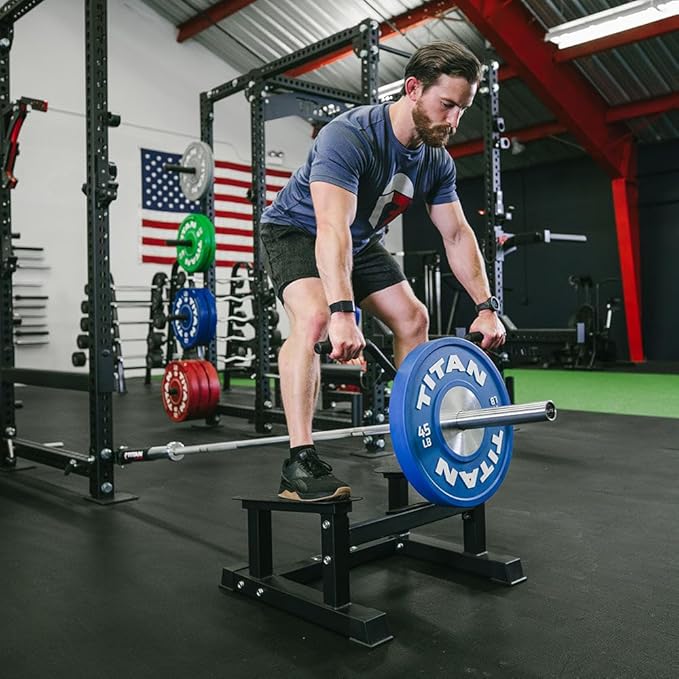 Titan Fitness T Bar Rowing Platform, Elevated/Angled Design for Rows at a Deficit, T Bar Row Platform with Diamond-Plated Footplates, T Bar Platform with Protective UHMW strip, Non-Slip Rubber Feet