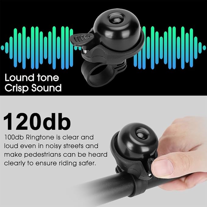 Bike Bell - Bicycle Bell for Kids Adults | 120db Classic Loud Bike Ring - MTB Mountainbike Bell with Crisp Clear Sound for MTB,BMX,City Bike,Scooter