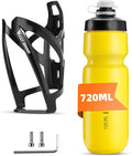 Bike Water Bottle Cage with Bottle, Durable Ultralight Plastic Water Drink Holder Rack, Lightweight PC Water Bottle Holder for Bicycle, Cycling Bottle Holder Cages for MTB, Road Bike(Yellow)
