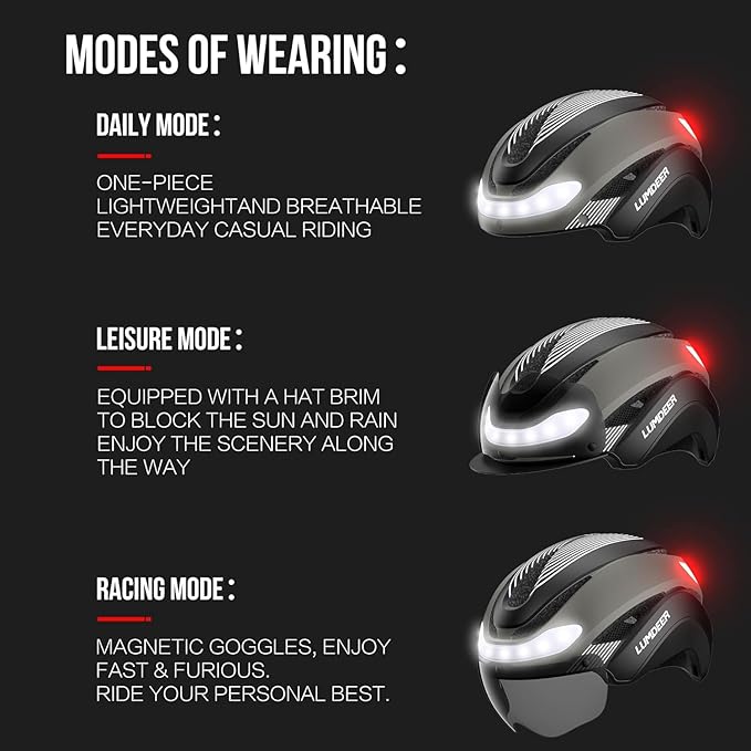 LUMDEER Smart E-bike Helmet with Remote Controlled Turn Signals, Electric Scooter Helmet for Adults with Front & Rear LED Lights, Bike Helmet with Photochromic Visor & Auto Brake Light for Men & Women