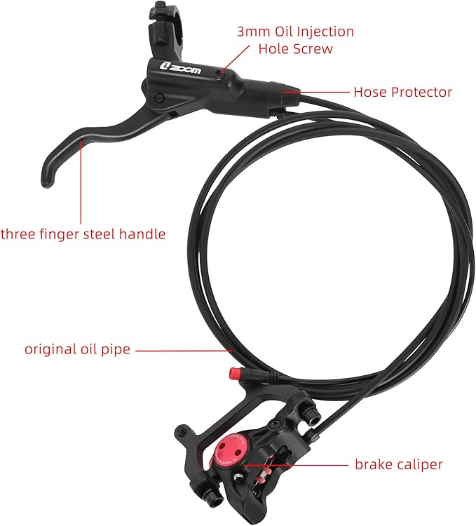 Z00M HB875E Ebike Hydraulic Disc Brake Set, Electric Power-Off Hydraulic Brake Set with 180mm Rotors, Pre-Bled with Mineral Oil Brakes Kit for eBike, Mountain Bike, Road Bike