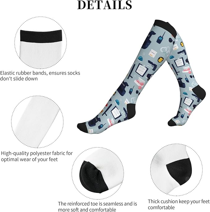 bassyil Compression Socks for Women & Men Circulation 15-20 mmHg Knee High Best Support for Nurses Travel Running Athletic