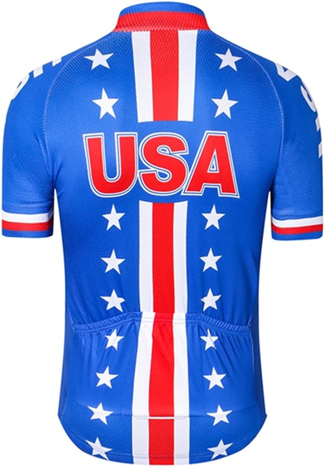Weimostar Men's USA Cycling Jersey Short Sleeve Biking Shirts Breathable with Pockets