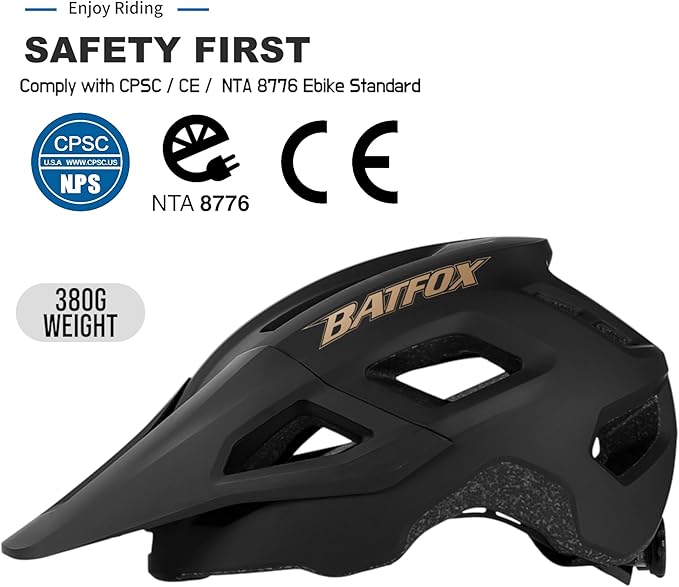 BATFOX NTA 8776 E-Bike & Mountain Bike Helmet for Adults Youth, E-MTB Cycling Helmet for Men Women (52-60CM)