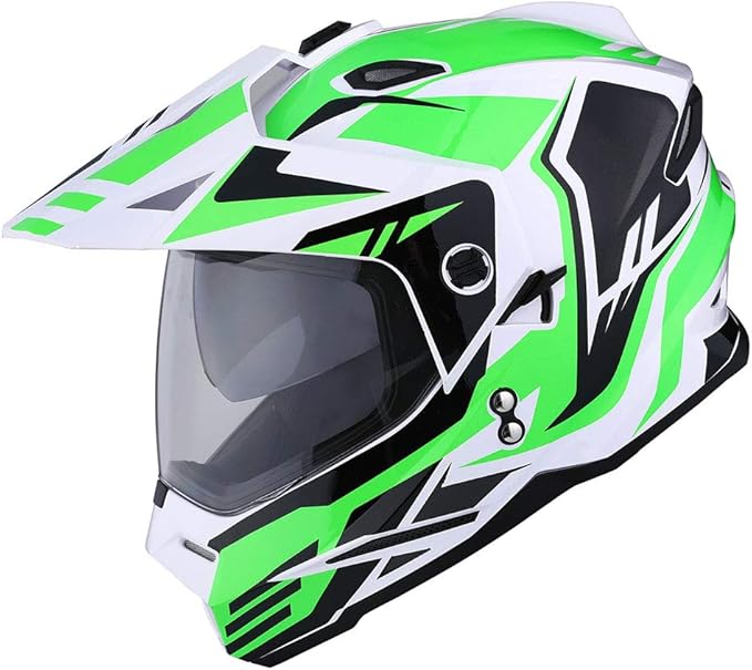 1Storm Dual Sport Motorcycle Motocross Off Road Full Face Helmet Dual Visor: HF802