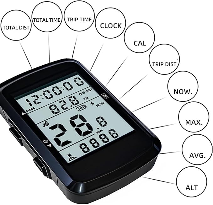 GPS Bike Computer, Wireless Mountain Bike Speedometer, Water Resist Accessories with 2.4" Screen for Long Distance Cycling