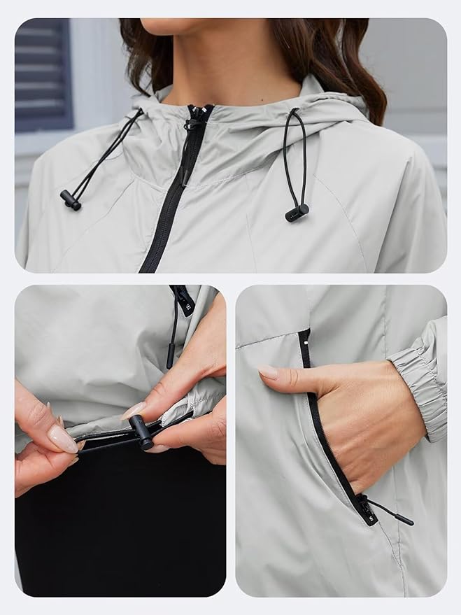 Packable Rain Jacket Women Waterproof Lightweight Jacket With Hood Womens Windbreaker Jacket S-XXL