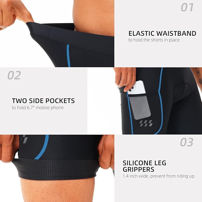 Men’s Bike Shorts 4D Padded Cycling Bicycle Road Biking Mountain Riding UPF 50+ Cycle Shorts