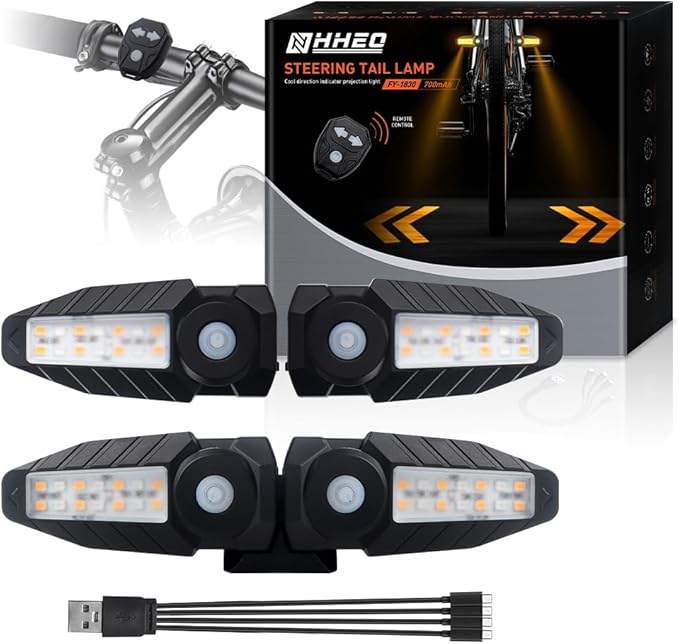 Bike Tail Light with Ultra-Bright Turn Signal Projection, 5 Modes-Wireless Horn Alarm Bicycle Tail Light 30 LED IPX4 Waterproof USB Rechargeable Rear and Front Cycling Lights for Road Safety