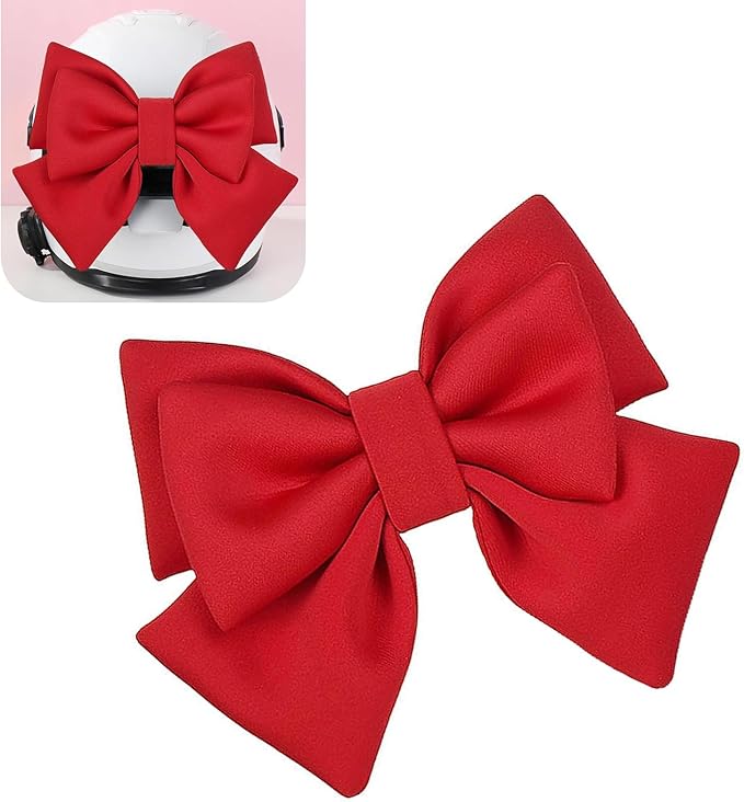 Motorcycle Helmet Bow, Cute Bow Helmet Decoration for Women, Removable Motorcycle Helmet Accessories (Red)