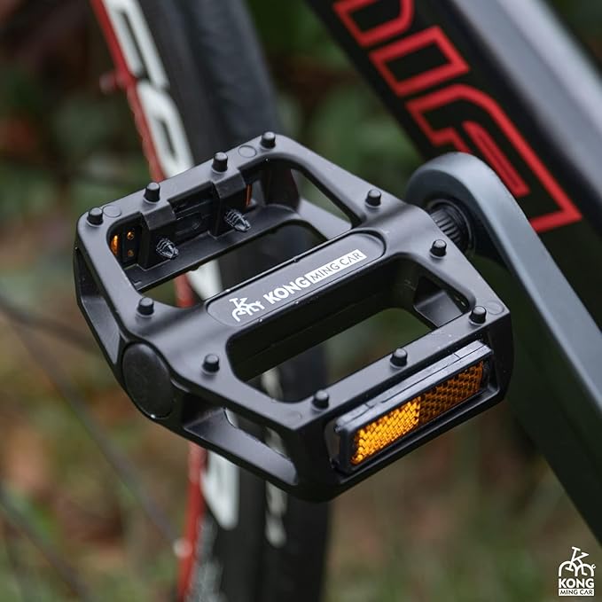 Mountain Bike Pedals 9/16 Inch - Bicycle Flat Pedals with Reflectors - Lightweight Aluminum Alloy Wide Platform Pedals for Mountain Bike, BMX, Road Bike Pedals
