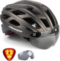 Shinmax Bike Helmet, CPSC/CPC Bike Helmet for Adult Men Women with Magnetic Goggles&Led Back Light Cycling Helmet Adjustable SM-T69