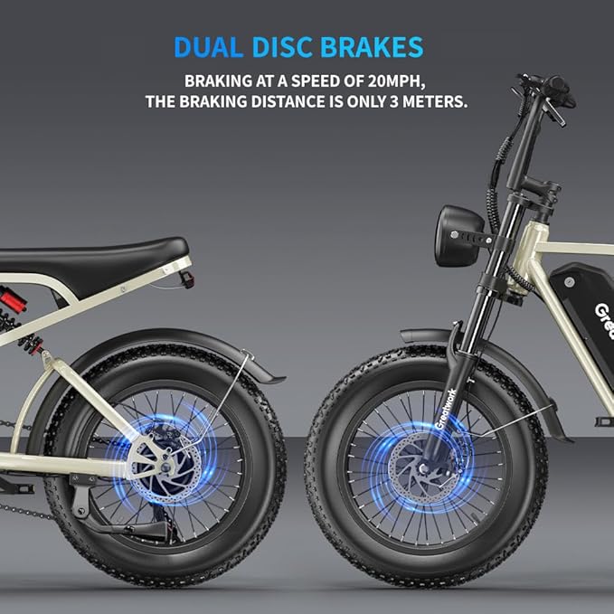 GREATWORK 2500W Peak Electric Bike for Adults, 1200Wh Removable Battery, Max 37MPH & 100 Miles Electric Dirt Bike with Full Suspension, 20"x4" Fat Tire Motorcycle Style Commuter Ebike for Men Women
