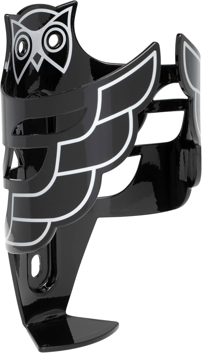 Portland Design Works Water Bottle Cage - Lightweight Water Bottle Holder for Bikes, Owl Cage, Black/Silver