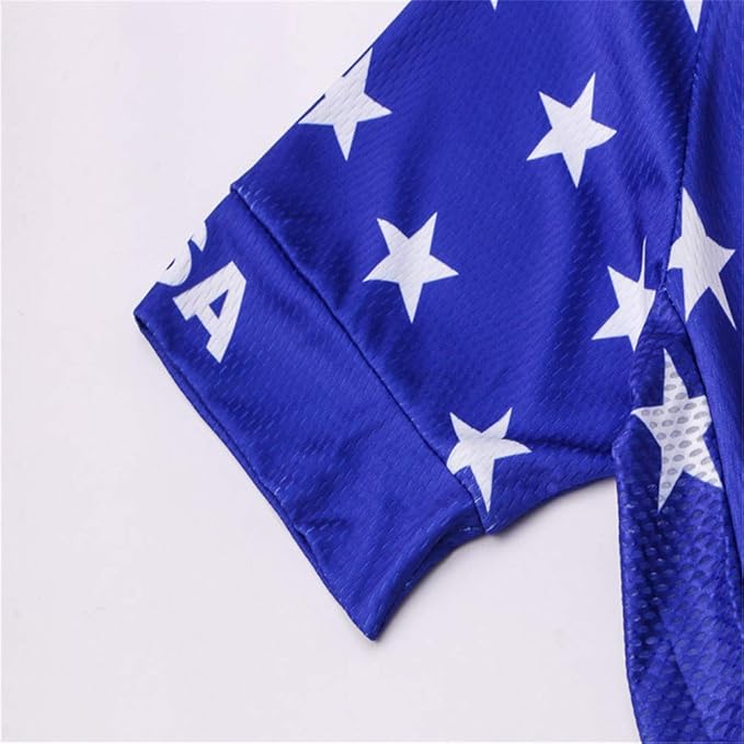 JPOJPO USA Cycling Jersey Men Short Sleeve Bike Shirts Biking Jersey Summer American Bicycle Tops with 3 Pockets Reflective